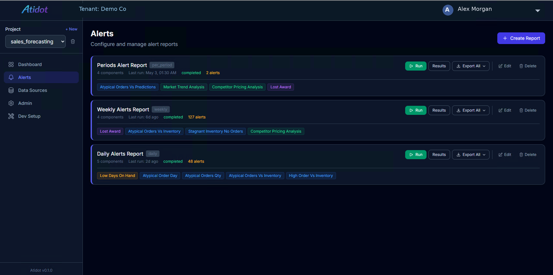 Atidot alert reports