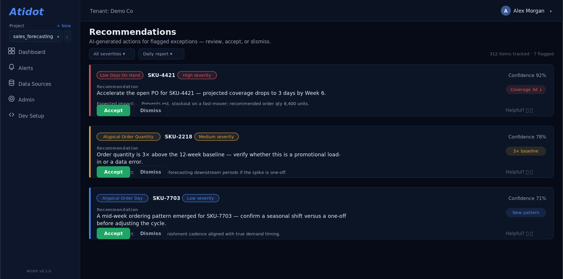 Atidot recommendations with natural-language guidance